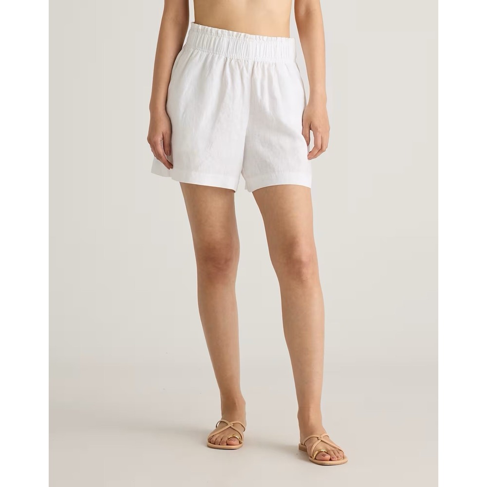Quince 100% European Linen Shorts White Size L Coastal Beach Minimalist
